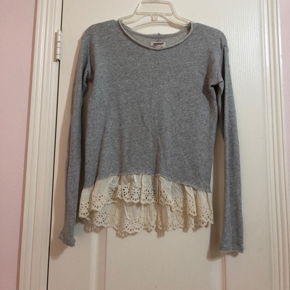 Gray sweater with lace detailing!